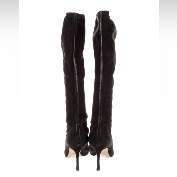 Jimmy Choo Black Suede Stretch Knee-High Boots IT 41 - Picture 6 of 7